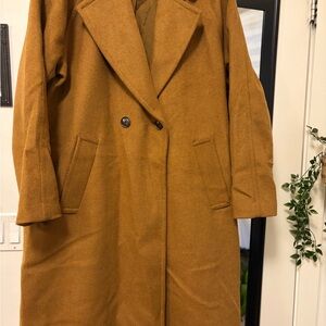 Vero Moda Double-Breasted tan wool blend coat